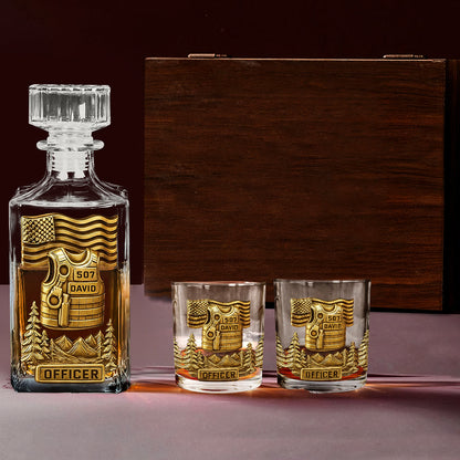 Police Officer - Personalized Police Officer Whiskey Decanter Set