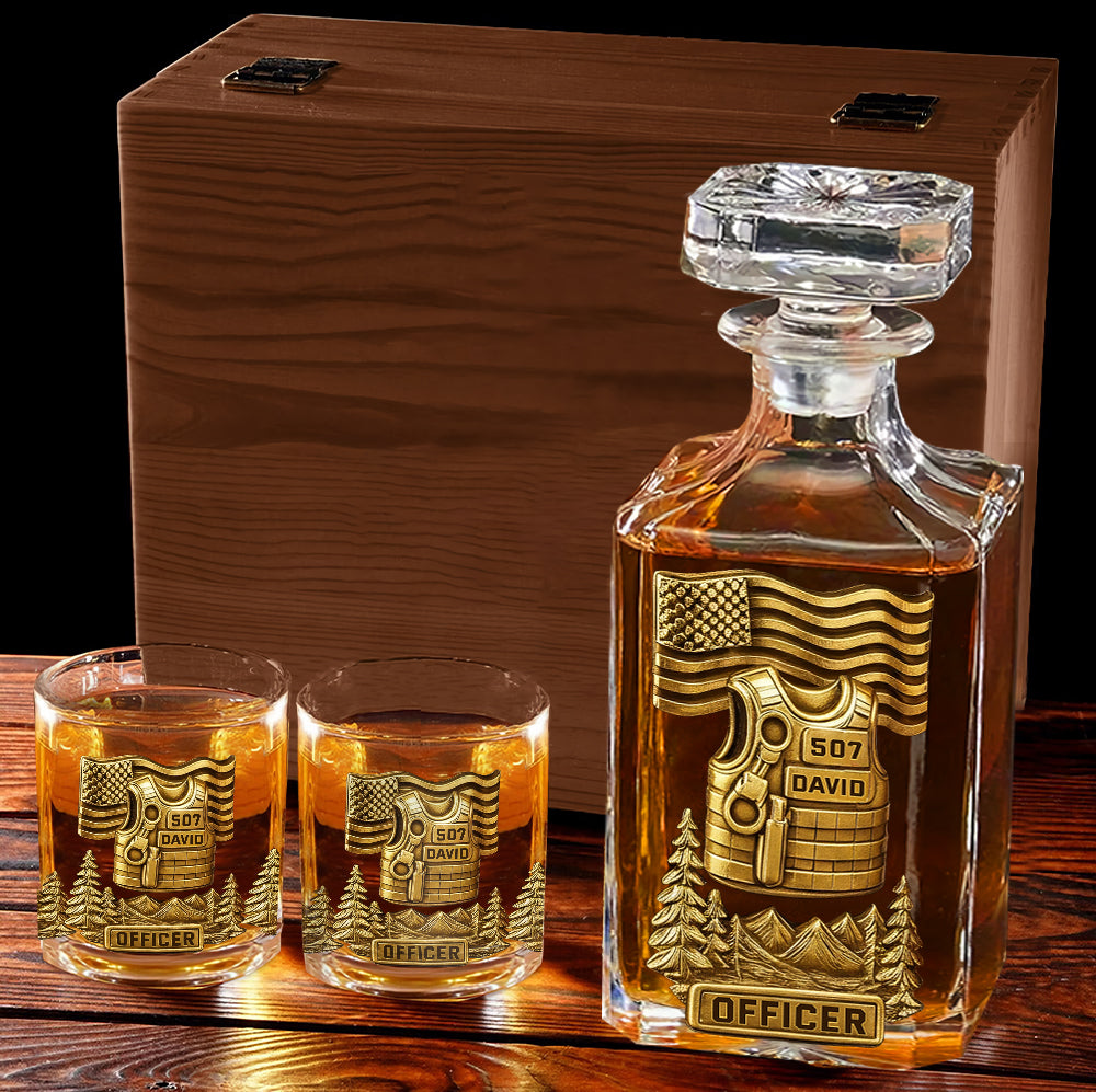 Police Officer - Personalized Police Officer Whiskey Decanter Set