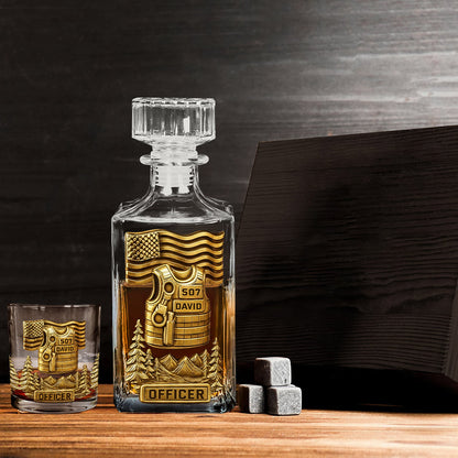Police Officer - Personalized Police Officer Whiskey Decanter Set