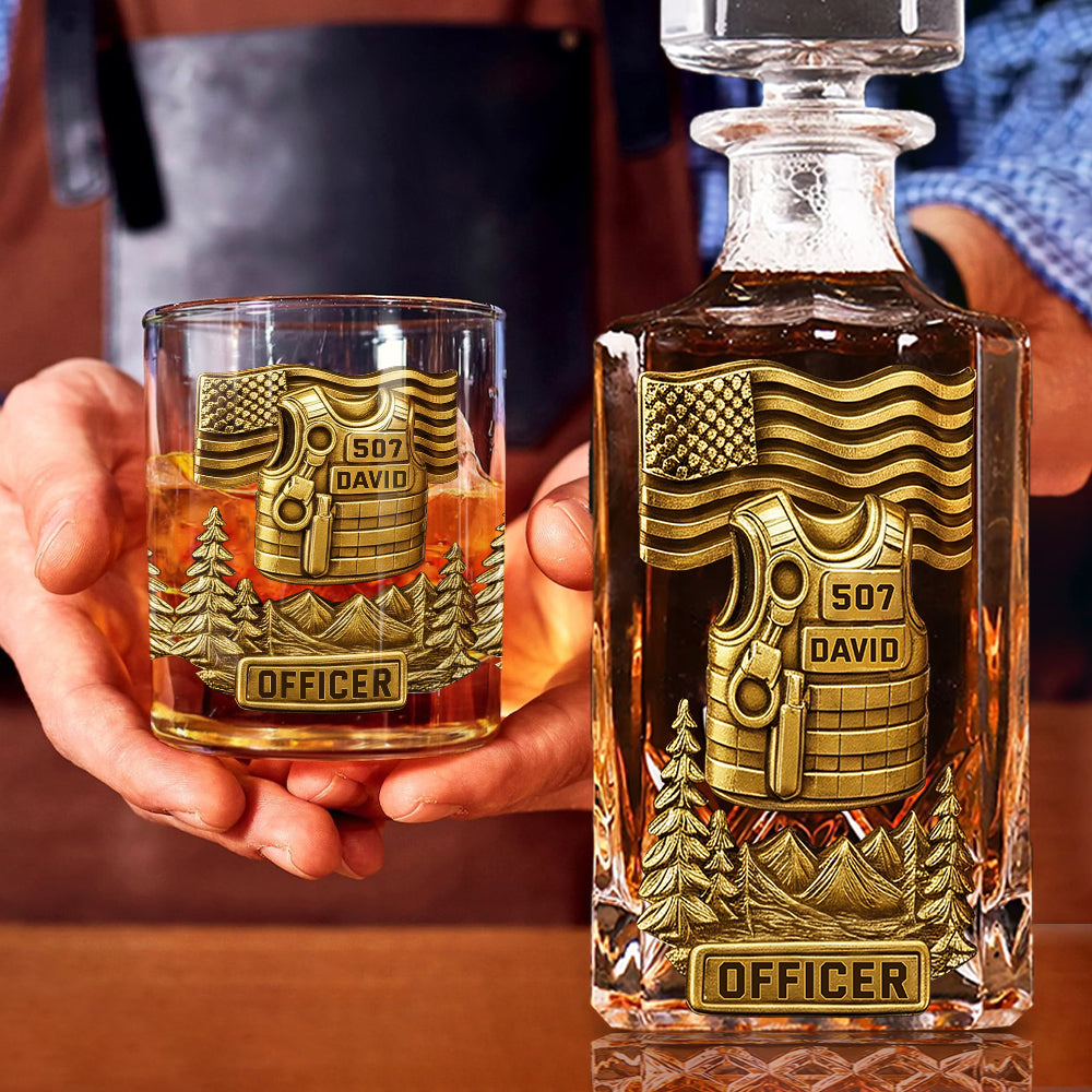 Police Officer - Personalized Police Officer Whiskey Decanter Set
