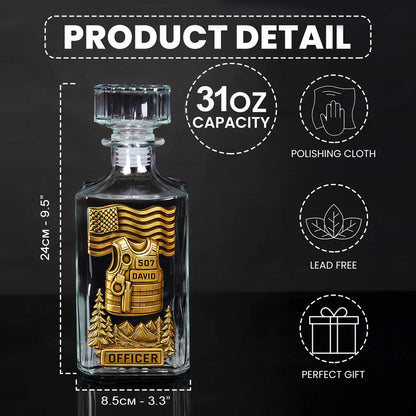 Police Officer - Personalized Police Officer Whiskey Decanter Set