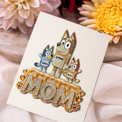 Puppy Mom - Personalized Blue Dog Pin