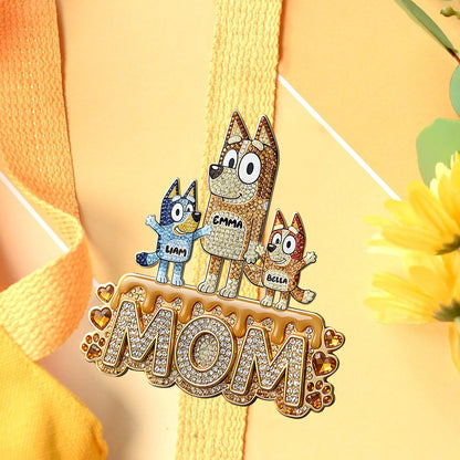 Puppy Mom - Personalized Blue Dog Pin