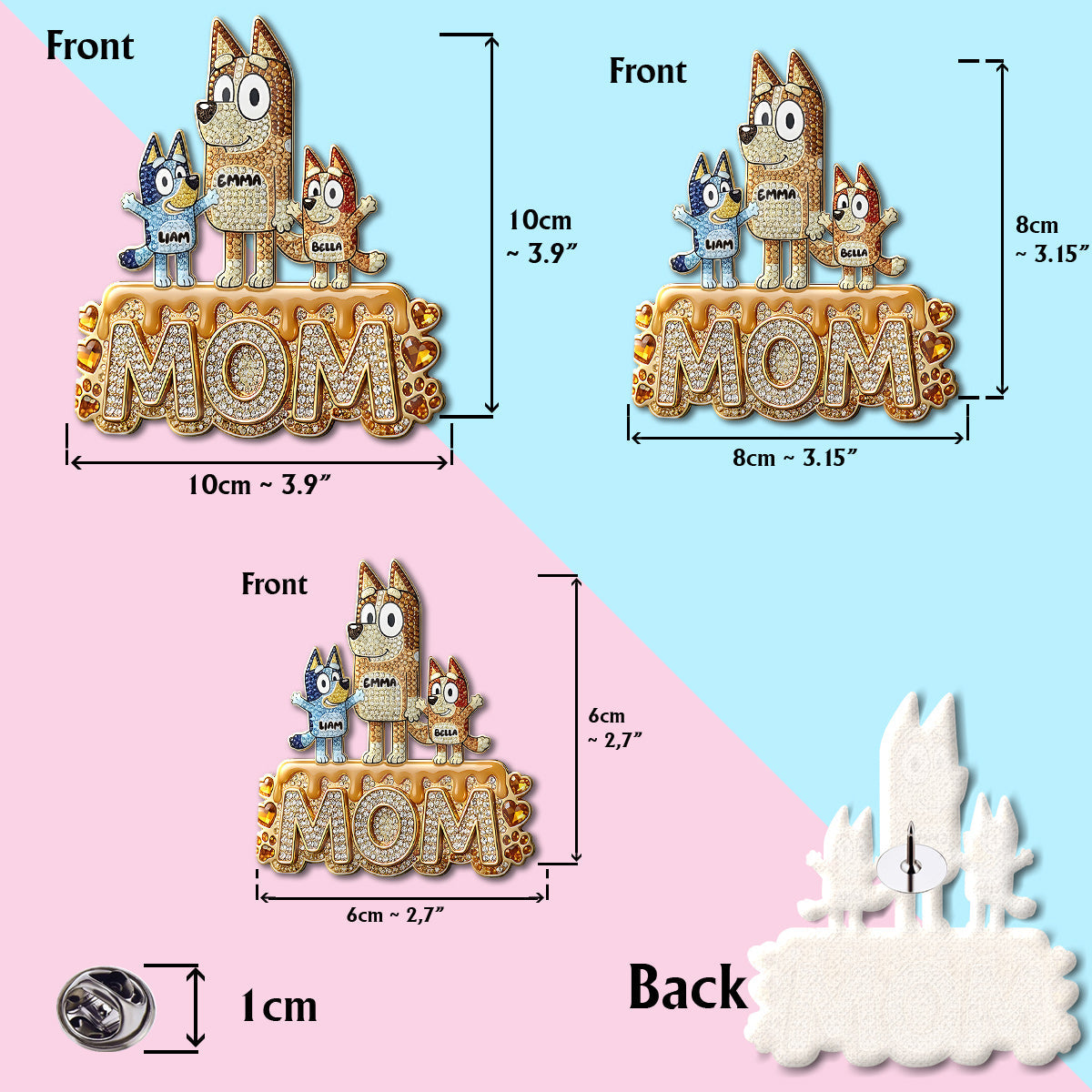 Puppy Mom - Personalized Blue Dog Pin
