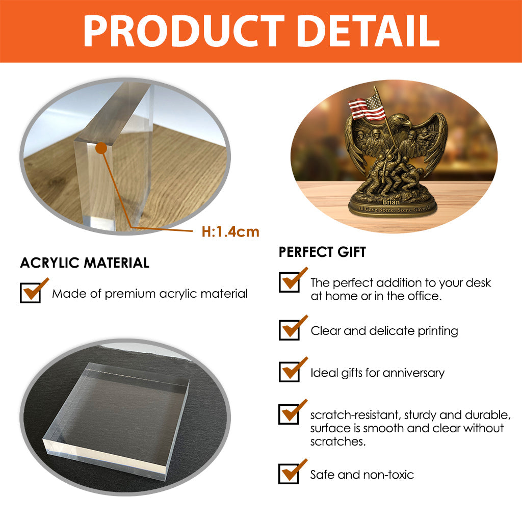 All Gave Some, Some Gave All Veteran Day 250th Anniversary of US Army - Personalized Veteran Custom Shaped Acrylic Plaque