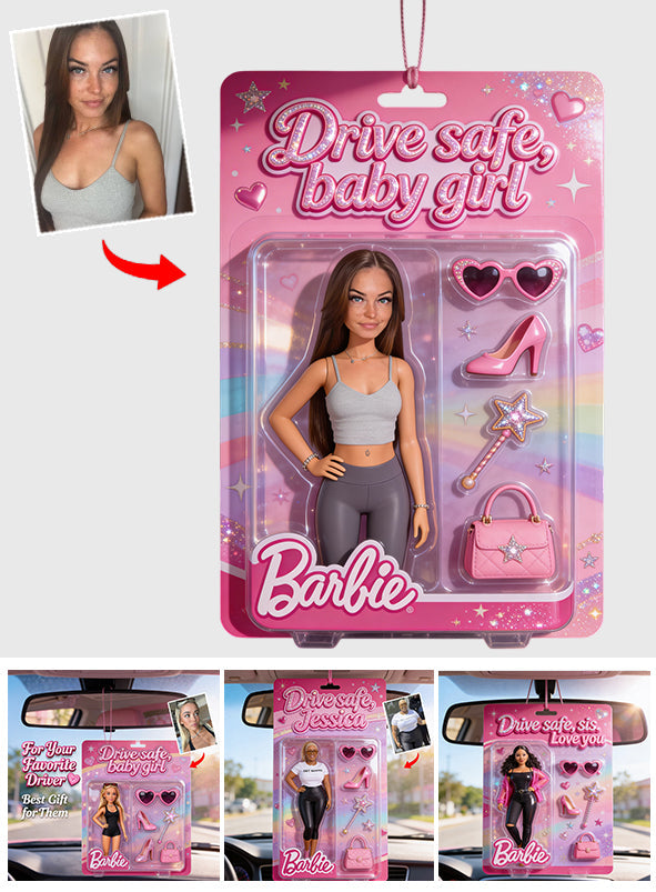 Pretty Doll-style - Personalized Plastic Doll Car Ornament