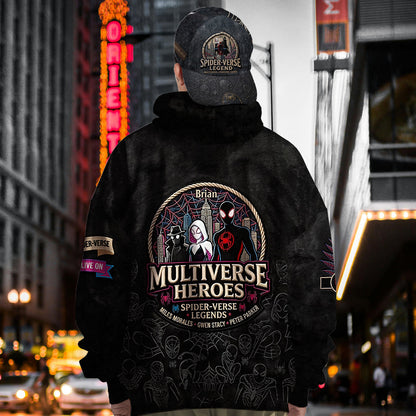 Multiverse Heroes - Personalized Spider-Verse All Over Print Hoodie & Classic Cap
