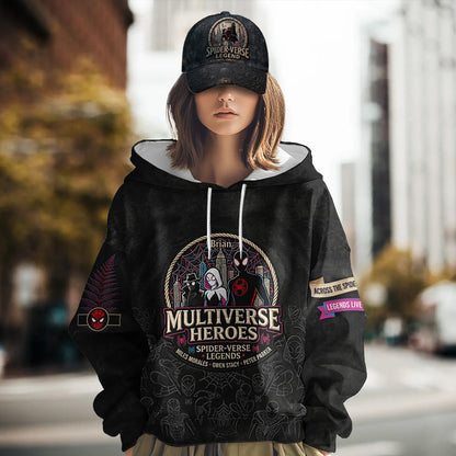 Multiverse Heroes - Personalized Spider-Verse All Over Print Hoodie & Classic Cap
