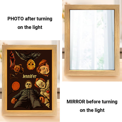 Love Horror Movies - Personalized Horror Character Wooden Mirror Night Light
