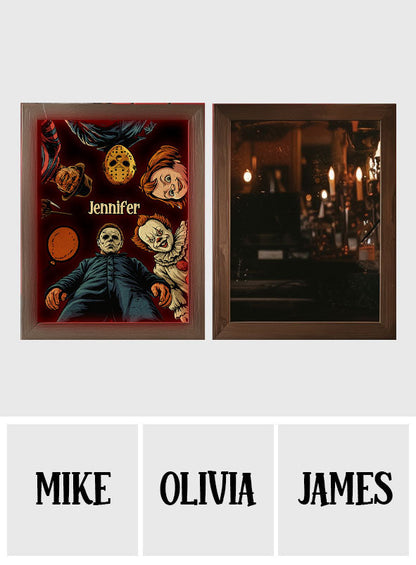 Love Horror Movies - Personalized Horror Character Wooden Mirror Night Light