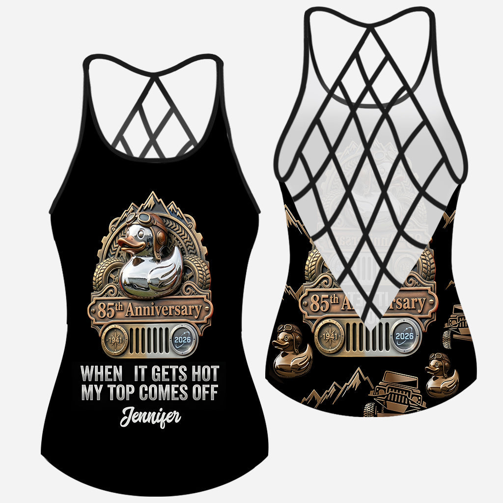 When It Gets Hot My Top Comes Off Anniversary - Personalized Car Cross Tank Top