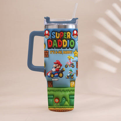 Super Daddio - Personalized Super Plumber Tumbler With Handle