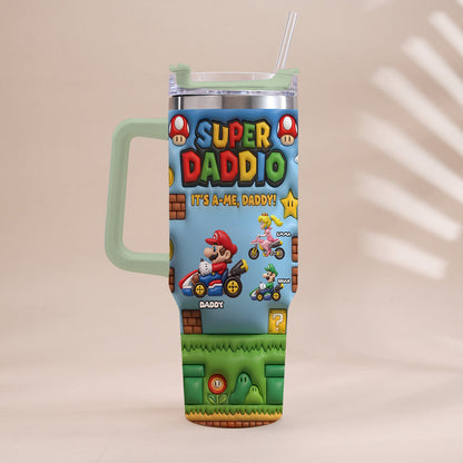 Super Daddio - Personalized Super Plumber Tumbler With Handle