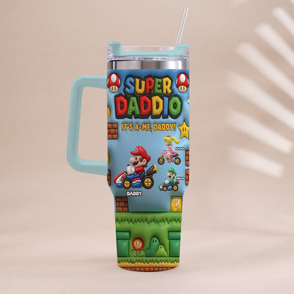 Super Daddio - Personalized Super Plumber Tumbler With Handle