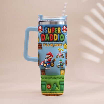 Super Daddio - Personalized Super Plumber Tumbler With Handle
