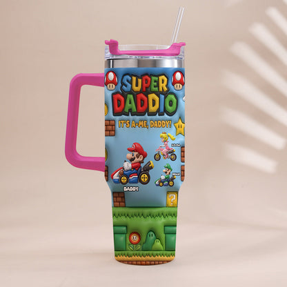 Super Daddio - Personalized Super Plumber Tumbler With Handle