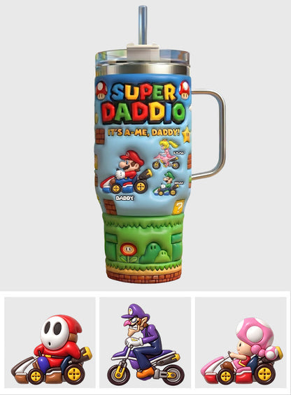Super Daddio - Personalized Super Plumber Tumbler With Handle