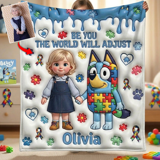 Be You The World Will Adjust - Personalized Autism Awareness Blanket