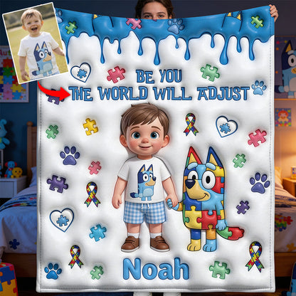 Be You The World Will Adjust - Personalized Autism Awareness Blanket