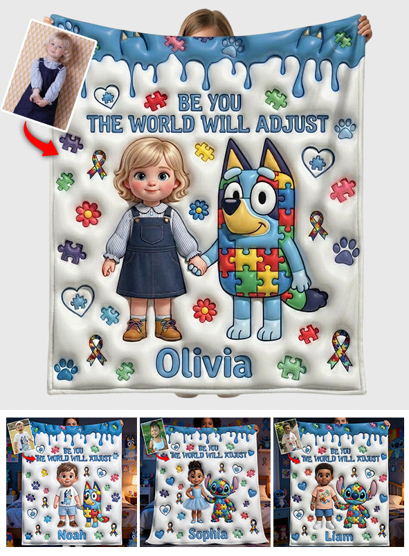Be You The World Will Adjust - Personalized Autism Awareness Blanket