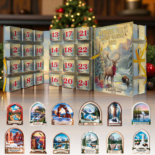 24 Days Of Adventure And Wonder - Personalized Hiking Folded Advent Calendar With Ornaments