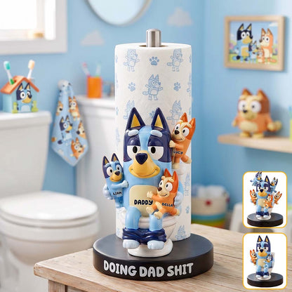 Doing Dad Sh*t - Personalized Blue Dog Paper Towel Stand