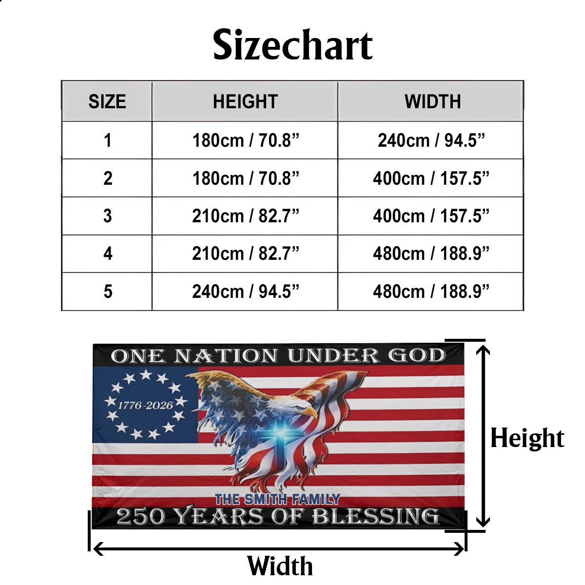 250 Years Of Blessing 250 American Flag - Personalized Patriot Garage Door Banner
