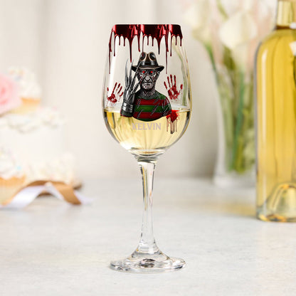 Scary Night - Personalized Horror Character Wine Glass With Long Stem