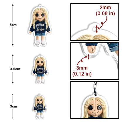 Horror Mini Me Doll - Personalized Coraline Keychain