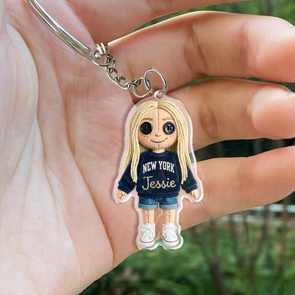 Horror Mini Me Doll - Personalized Coraline Keychain
