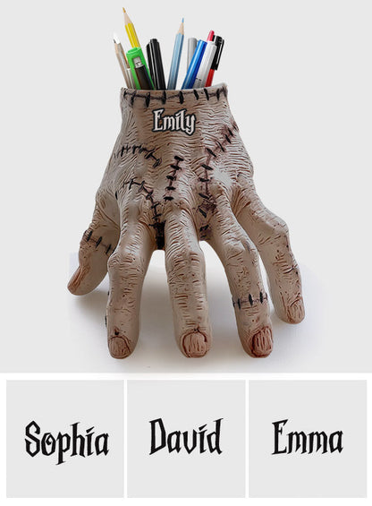 Creepy Hand - Personalized Horror Character Wooden Desk Organizer
