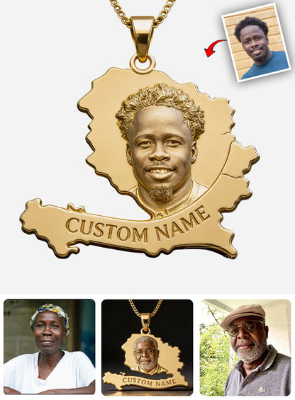 Proud Haitian - Personalized Expats Shaped Metal Pendant Necklace