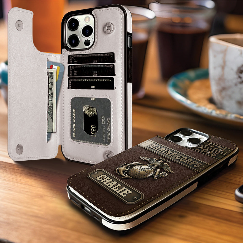 USMC 250th Anniversary - Personalized Veteran Foldable Wallet Phone Case