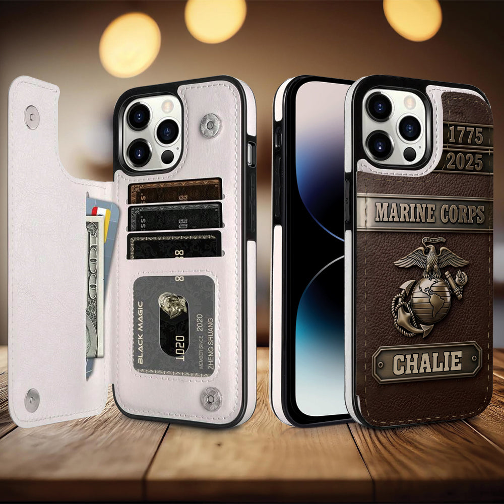 USMC 250th Anniversary - Personalized Veteran Foldable Wallet Phone Case