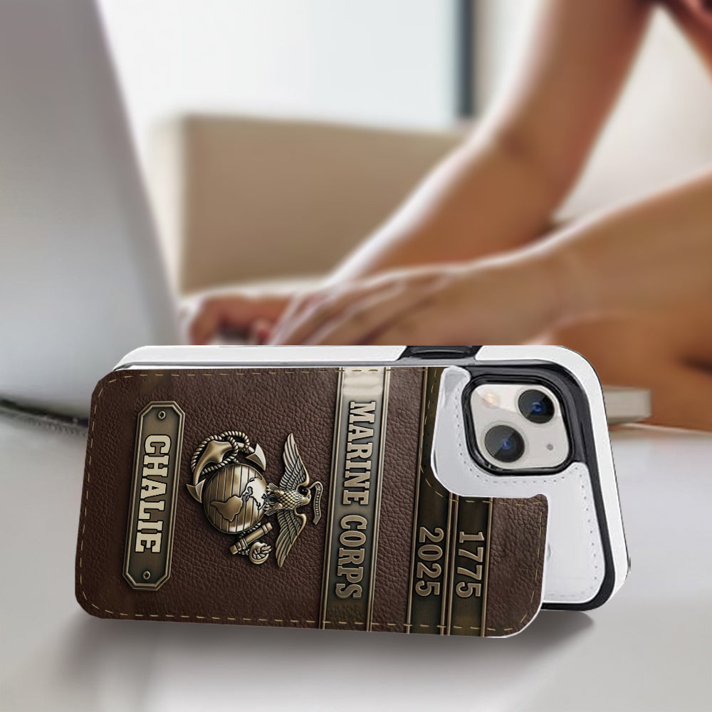USMC 250th Anniversary - Personalized Veteran Foldable Wallet Phone Case