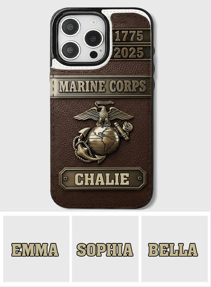 USMC 250th Anniversary - Personalized Veteran Foldable Wallet Phone Case