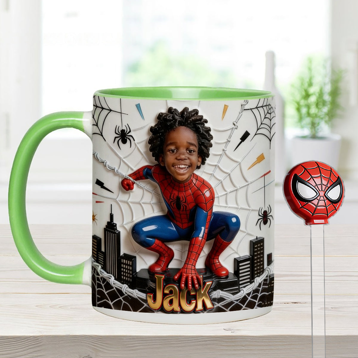 Fans Gift - Personalized Spider-Verse Set Accent Mug with Acrylic Stirrers