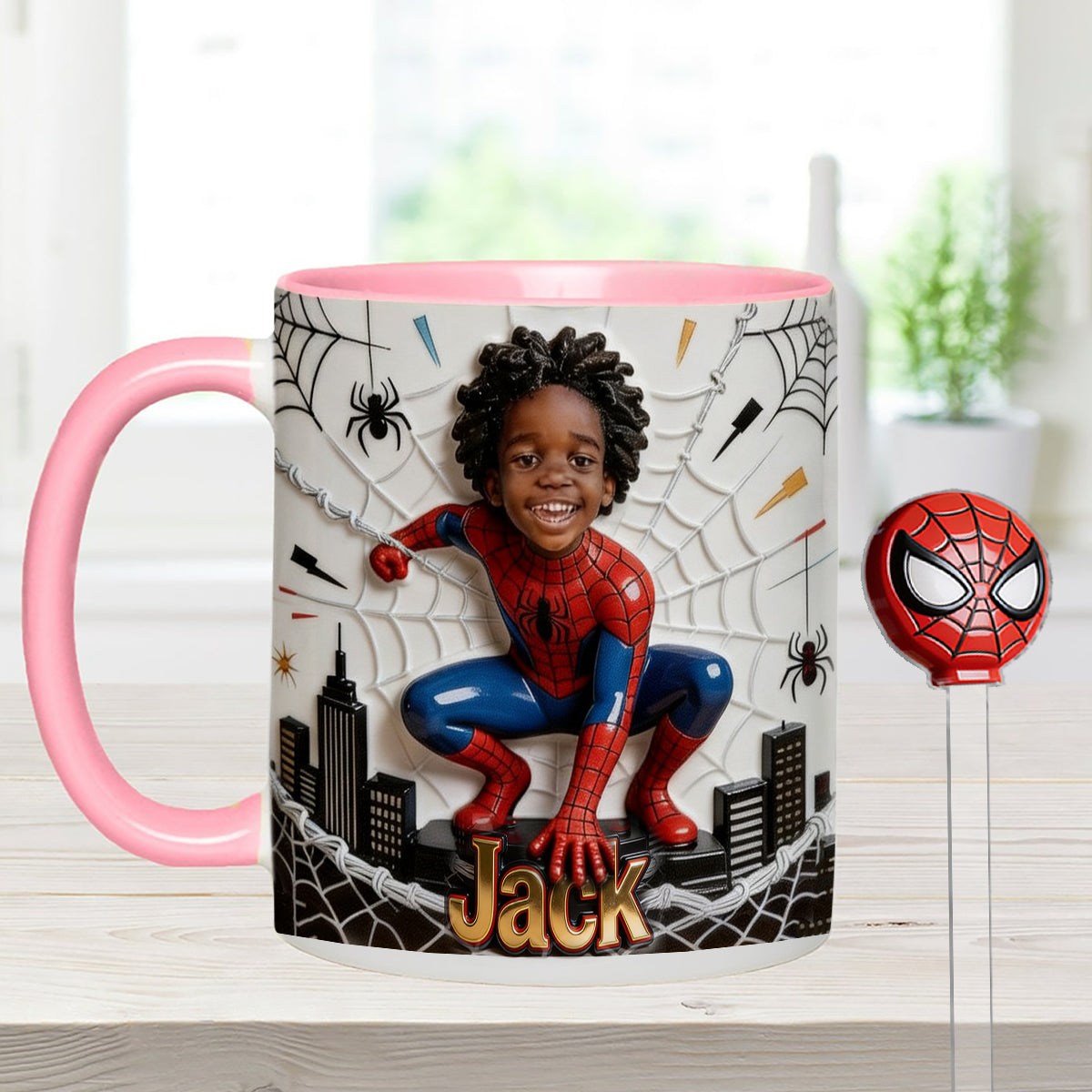 Fans Gift - Personalized Spider-Verse Set Accent Mug with Acrylic Stirrers
