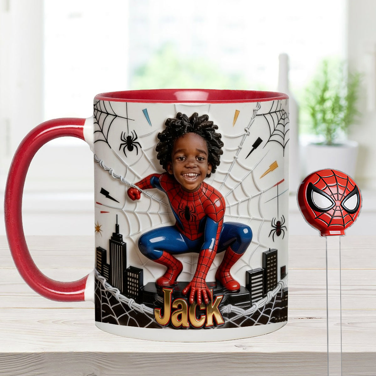 Fans Gift - Personalized Spider-Verse Set Accent Mug with Acrylic Stirrers