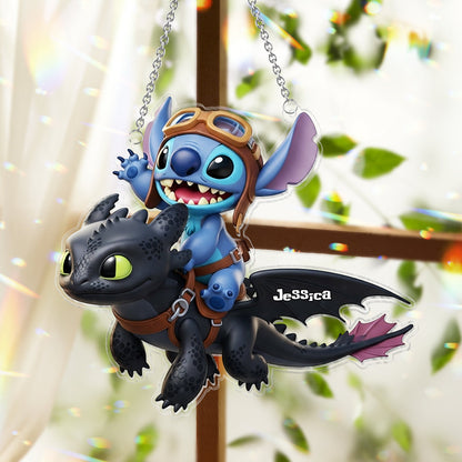 Two Little Monsters - Personalized Ohana Window Hanging Suncatcher Ornament