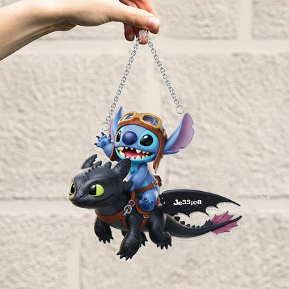 Two Little Monsters - Personalized Ohana Window Hanging Suncatcher Ornament