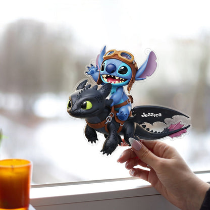 Two Little Monsters - Personalized Ohana Window Hanging Suncatcher Ornament