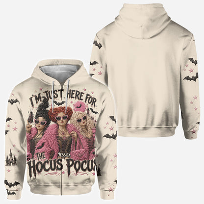 Just Here For The Hocus Pocus - Personalized Three Witches All Over Shirt