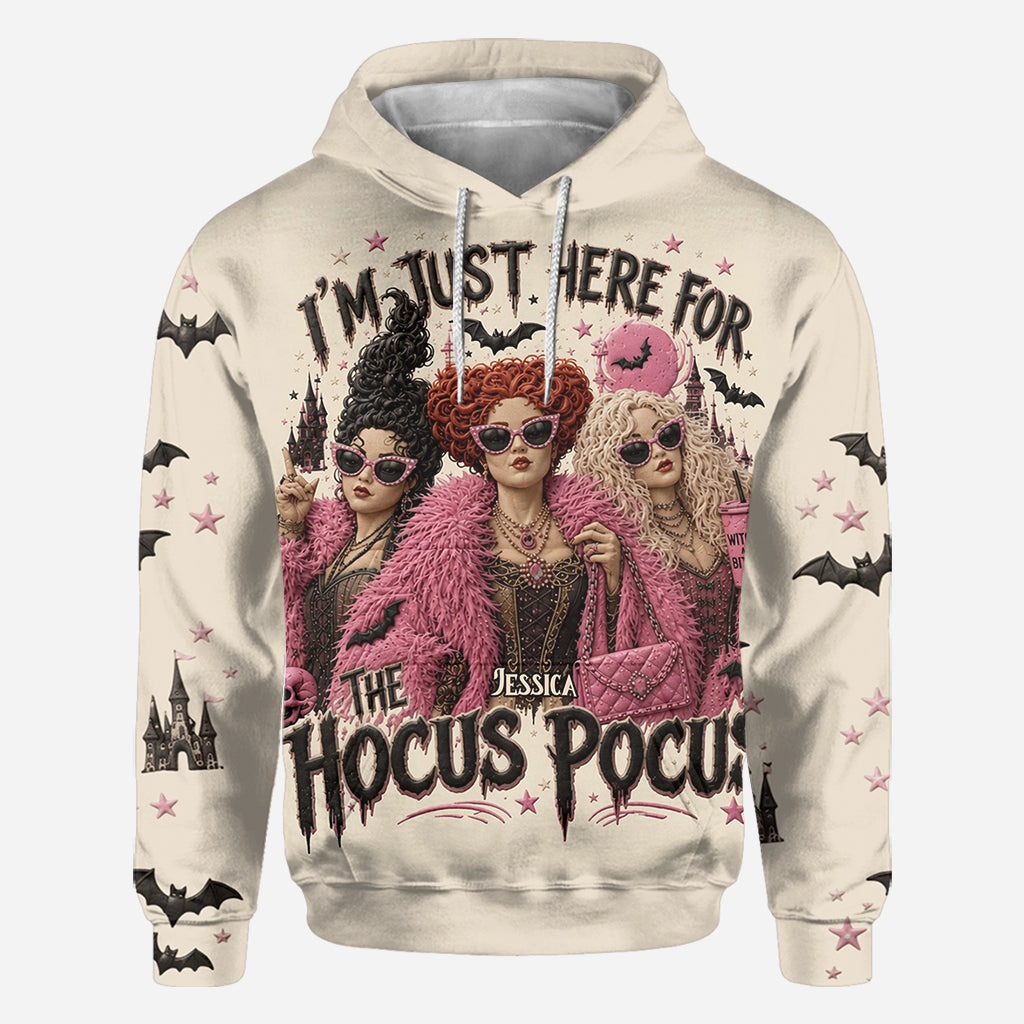Just Here For The Hocus Pocus - Personalized Three Witches All Over Shirt