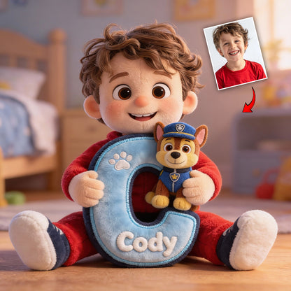 Custom Any Photo Perfect Gift For Kids - Personalized Cute Dog Faux Fur Shaped Pillow