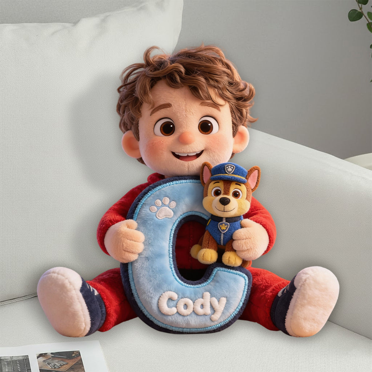 Custom Any Photo Perfect Gift For Kids - Personalized Cute Dog Faux Fur Shaped Pillow