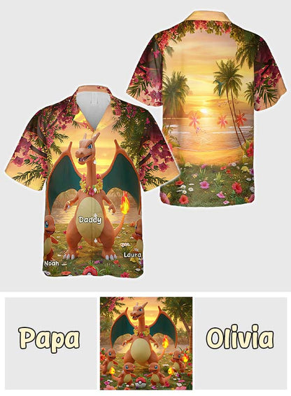 Dad We Love You - Personalized Monster Trainer Hawaiian Shirt