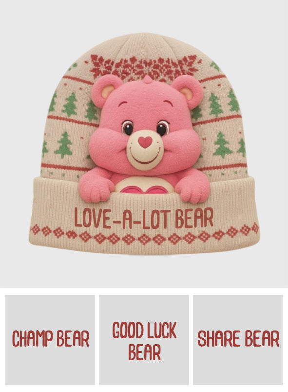 Care Rainbow Bear - Personalized Beanie Hat With Patches