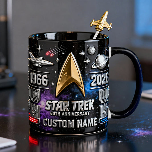 Final Frontier 60th Anniversary - Personalized Star Fleet Set Accent Mug with Acrylic Stirrers