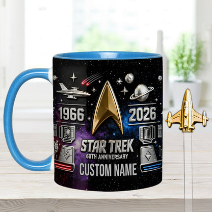 Final Frontier 60th Anniversary - Personalized Star Fleet Set Accent Mug with Acrylic Stirrers